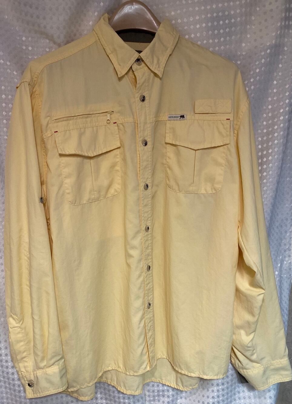 Dakota Grizzly Mens Large Vented Fishing Utility Shirt Yellow